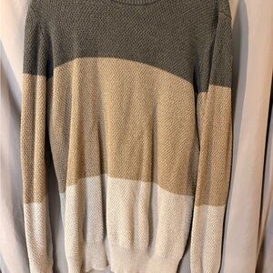 The Gap Colorblock Crewneck Sweater in Gray, Tan, and Cream